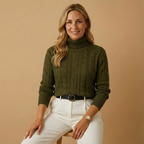 Premium Zopfstrick-Rollkragenpullover für Damen | Weicher Winterstrick | Figurnahe Passform