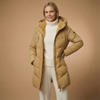 Langer Damen-Steppmantel Mit Kuschelkapuze – Warme Winterjacke In Softem Pastell