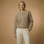 Clara Teddy Cardigan für Damen | Faux-Shearling-Textur | Kurz geschnitten
