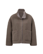 Clara Mode Reißverschlussjacke Elegante Kunstfelloptikstofftextur Alltagstauglich Für Damen – für Damen (Women > Outerwear > Jackets > Faux Shearling Jackets)