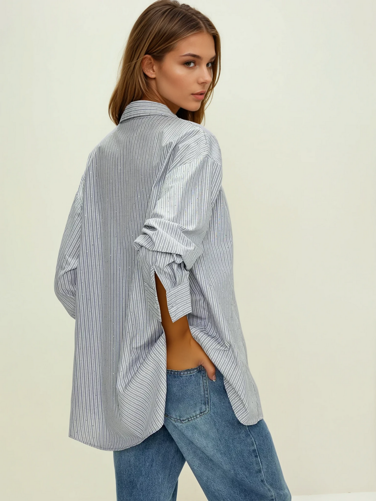 Clara Mode Modernes Pinstripe Hemd mit Klaren Linien Damen – Apparel & Accessories > Clothing > Clothing Tops > Shirts für Damen (Women > Tops > Blouses & Shirts > Shirts)