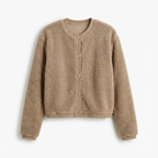 Clara Teddy Cardigan für Damen | Faux-Shearling-Textur | Kurz geschnitten