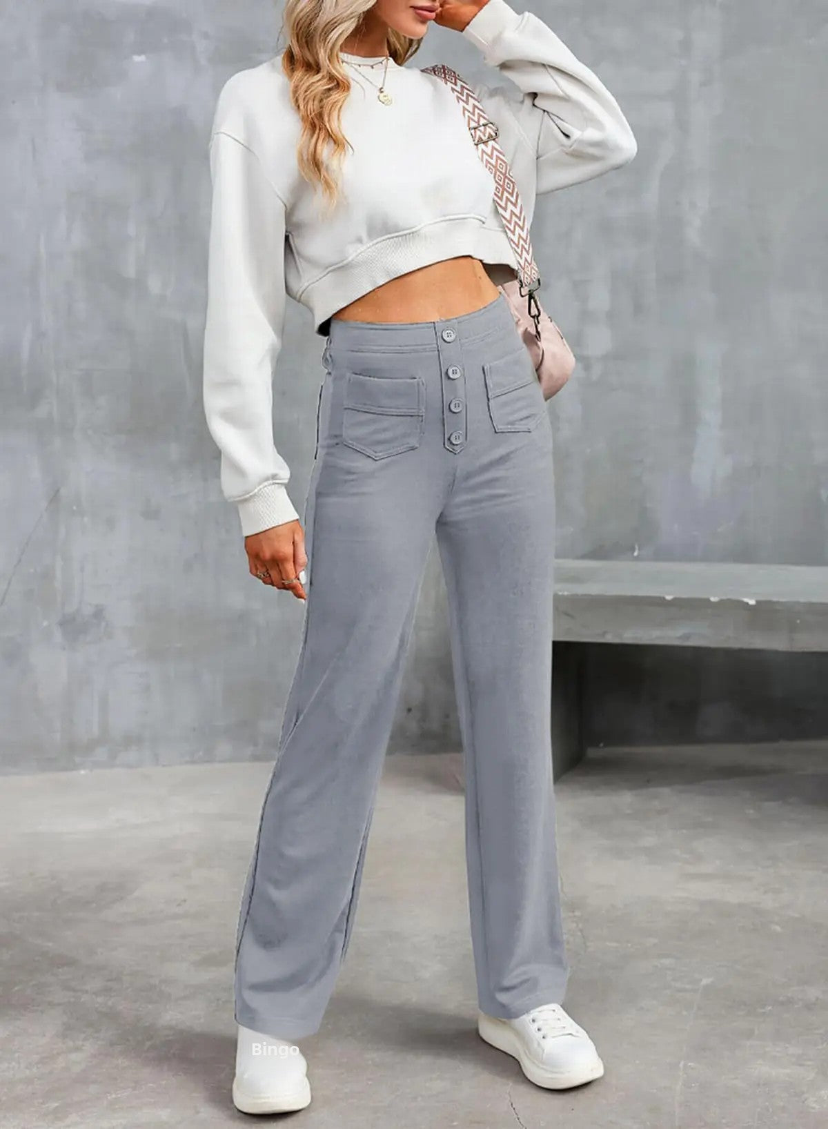 Clara Mode Elegante High-Waist Wide Leg Hose Damen – Apparel & Accessories > Clothing > Pants > Trousers für Damen (Women > Bottoms > Trousers > Wide Leg Trousers)
