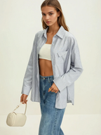 Clara Mode Modernes Pinstripe Hemd mit Klaren Linien Damen – Apparel & Accessories > Clothing > Clothing Tops > Shirts für Damen (Women > Tops > Blouses & Shirts > Shirts)