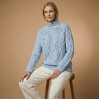 Woll-Kaschmir Rollkragenpullover für Damen | Offener Zopfstrick | Lockere Passform