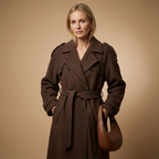 Eleganter Damen Maxi-Mantel – Langer Wintermantel Mit Doppelreiher & Bindegürtel Für Herbst/Winter