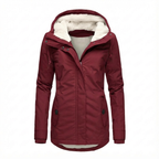 Gefütterte Damenjacke Mit Teddyfell & Kapuze – Winterjacke In Grau