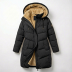 Langer Damen-Steppmantel Mit Kuschelkapuze – Warme Winterjacke In Softem Pastell