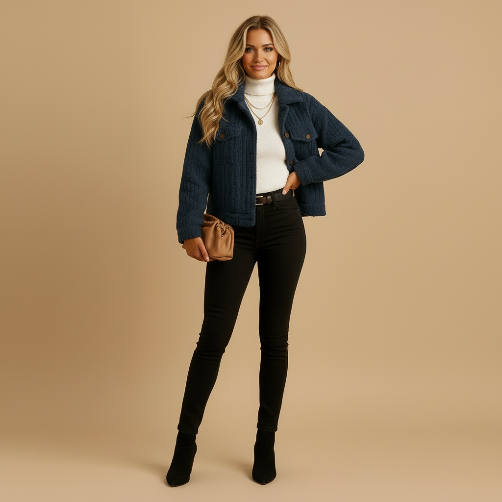 Clara Plush Kurzjacke für Damen | Plüschige Shirt-Jacke | Alltags- & City-Look