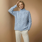 Woll-Kaschmir Rollkragenpullover für Damen | Offener Zopfstrick | Lockere Passform