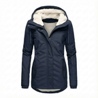 Gefütterte Damenjacke Mit Teddyfell & Kapuze – Winterjacke In Grau