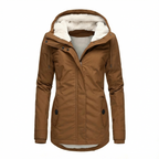 Gefütterte Damenjacke Mit Teddyfell & Kapuze – Winterjacke In Grau