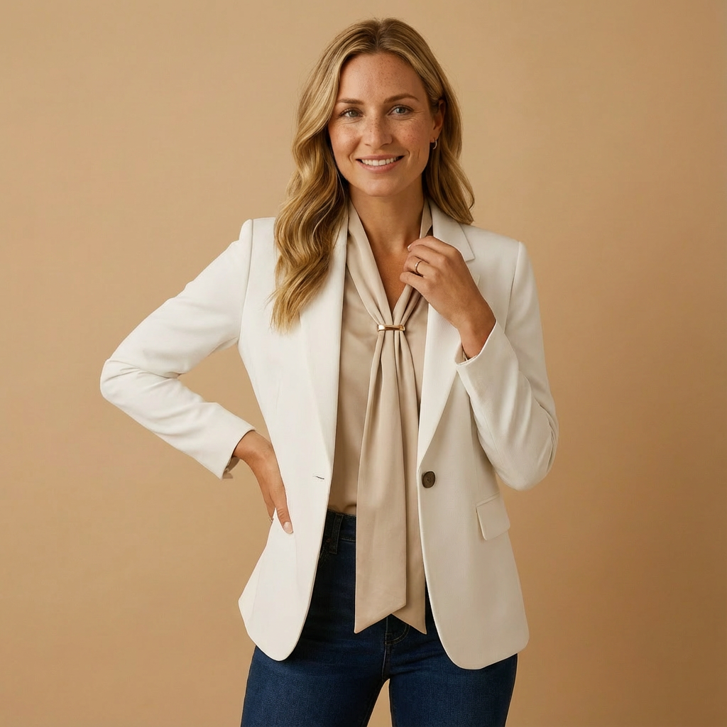 Chiffonbluse mit Schluppe für Damen | Weicher Fließstoff | Alltags- & Office-Look