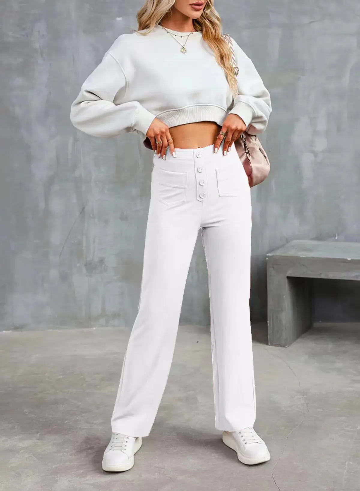 Clara Mode Elegante High-Waist Wide Leg Hose Damen – Apparel & Accessories > Clothing > Pants > Trousers für Damen (Women > Bottoms > Trousers > Wide Leg Trousers)