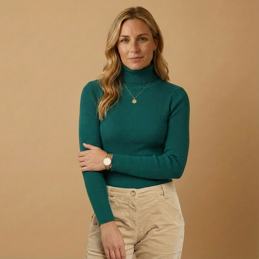 Rippstrick-Rollkragenpullover für Damen | Slim Fit | Winter Essential