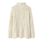 Clara Mode Wool-Cashmere Turtleneck Sweater | Open Knit | Loose Fit – für Damen (Women > Clothing > Knitwear > Sweaters > Turtleneck Sweaters)