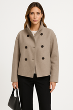 Clara Mode Kurzmantel aus Wollmischung mit Doppelverschluss Damen – Apparel & Accessories > Clothing > Outerwear > Coats & Jackets > Pea Coats für Damen (Women > Clothing > Outerwear > Coats > Wool Coats)