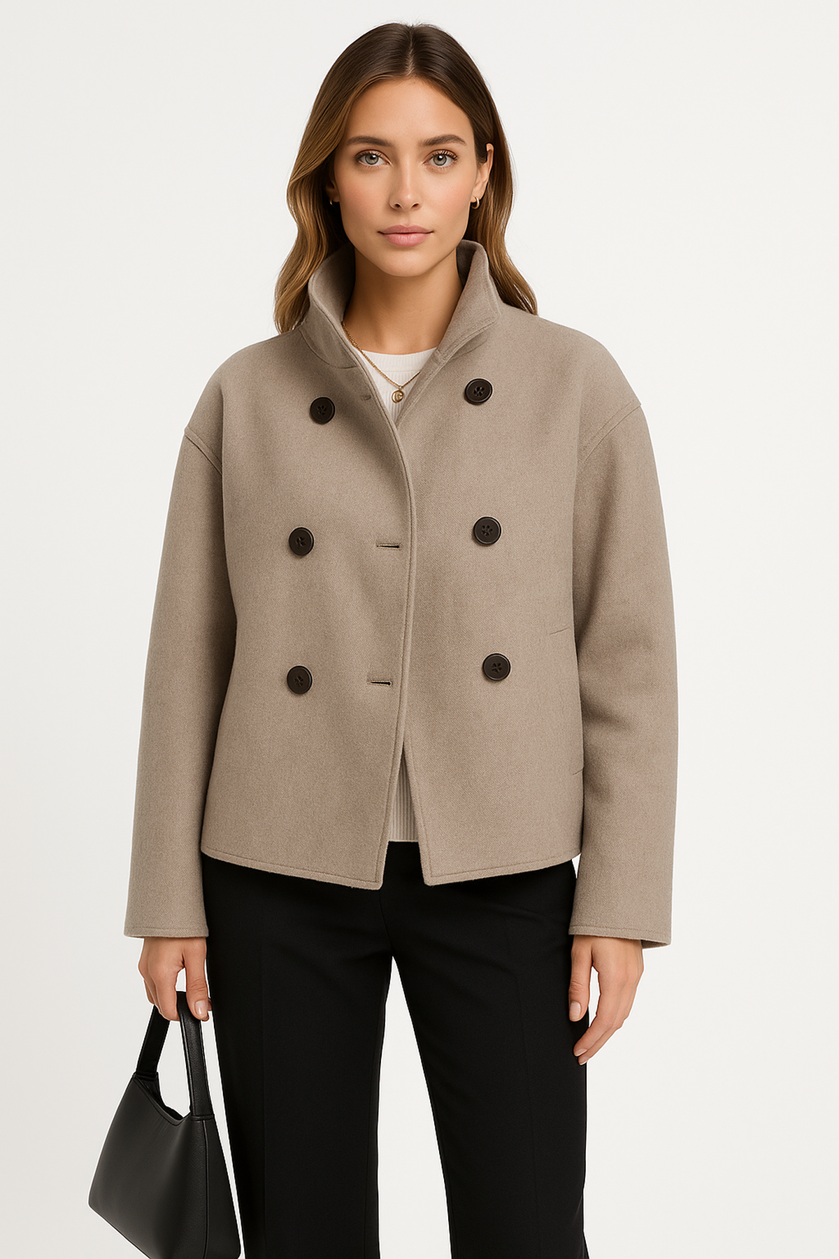 Clara Mode Kurzmantel aus Wollmischung mit Doppelverschluss Damen – Apparel & Accessories > Clothing > Outerwear > Coats & Jackets > Pea Coats für Damen (Women > Clothing > Outerwear > Coats > Wool Coats)