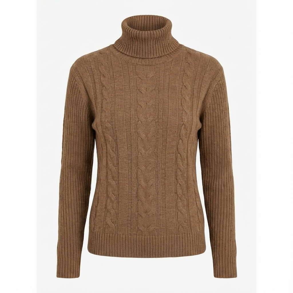 Premium Zopfstrick-Rollkragenpullover für Damen | Weicher Winterstrick | Figurnahe Passform