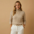 Premium Zopfstrick-Rollkragenpullover für Damen | Weicher Winterstrick | Figurnahe Passform