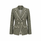 Doppelreihiger Tweed-Blazer für Damen | Perlmuttknöpfe | Strukturierter Slim Fit
