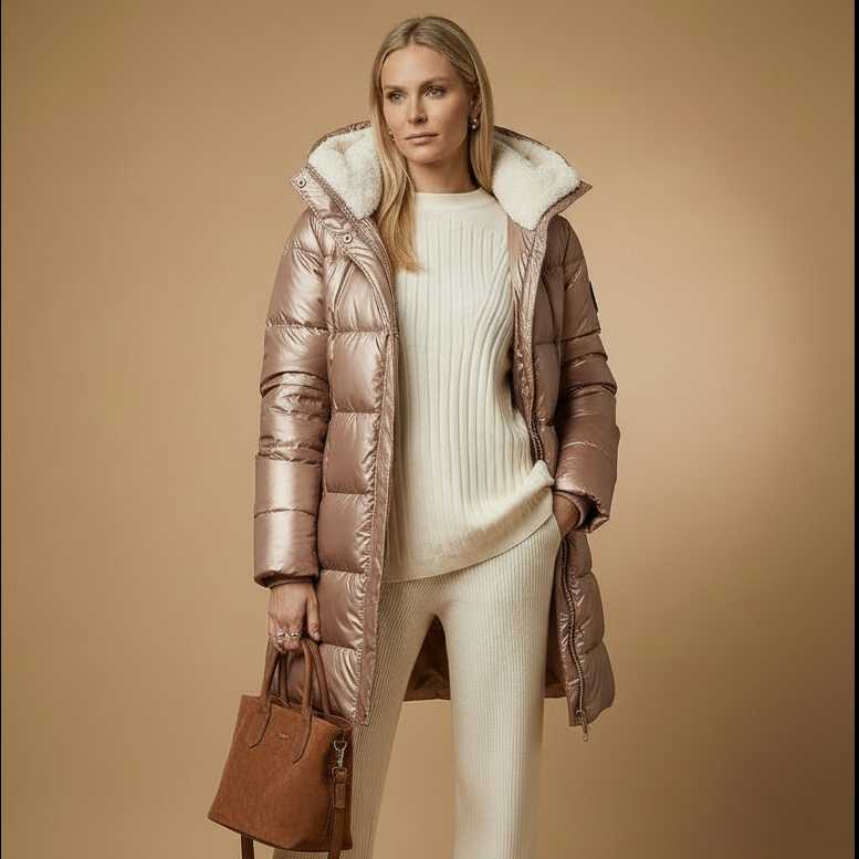 Damen-Wintermantel mit Kapuze | Langer Steppmantel | Warm gefüttert & wasserabweisend