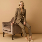 Taillierter Damen-Hosenanzug | Blazer mit Gürtel & Wide-Leg-Hose