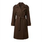 Eleganter Damen Maxi-Mantel – Langer Wintermantel Mit Doppelreiher & Bindegürtel Für Herbst/Winter