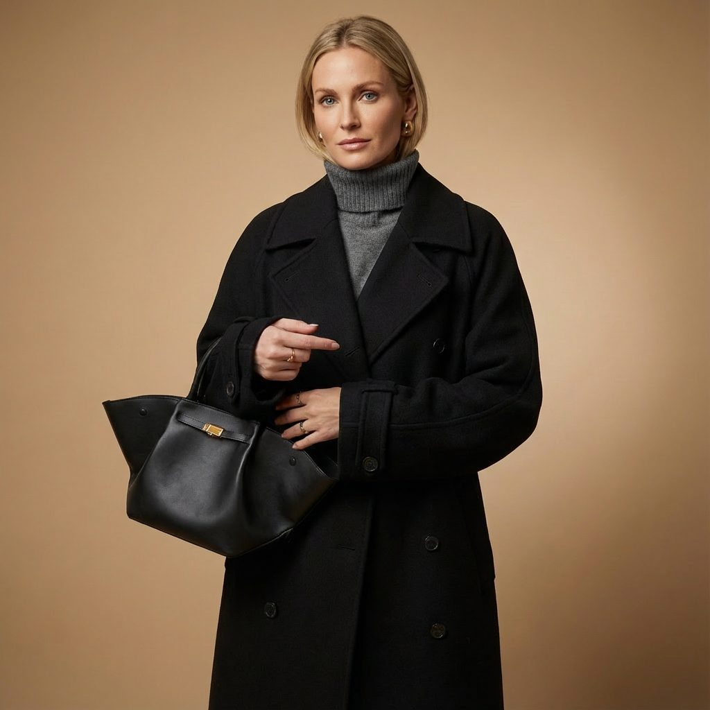 Eleganter Damen Maxi-Mantel – Langer Wintermantel Mit Doppelreiher & Bindegürtel Für Herbst/Winter