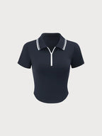 Clara Mode Sportlich Elegantes Polo Top mit Kontrastkragen Damen – Apparel & Accessories > Clothing > Clothing Tops > Polos für Damen (Women > Tops > Knitwear > Polo Shirts)