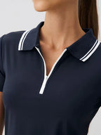 Clara Mode Sportlich Elegantes Polo Top mit Kontrastkragen Damen – Apparel & Accessories > Clothing > Clothing Tops > Polos für Damen (Women > Tops > Knitwear > Polo Shirts)